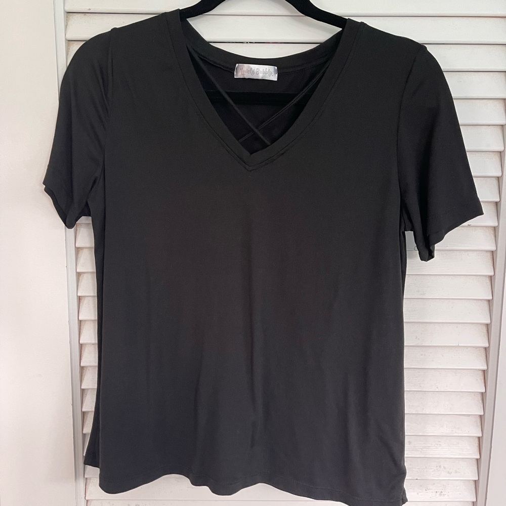 Black tee with cross detailing